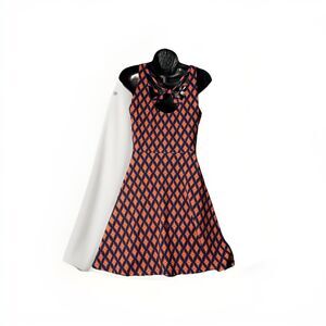 Maurice’s Tank Dress Mini Sleeveless‎ Medium Back Cut Out Orange Blue 4% Spandex